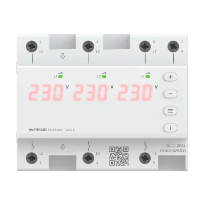 Реле напряжения Welrok D6-63 red